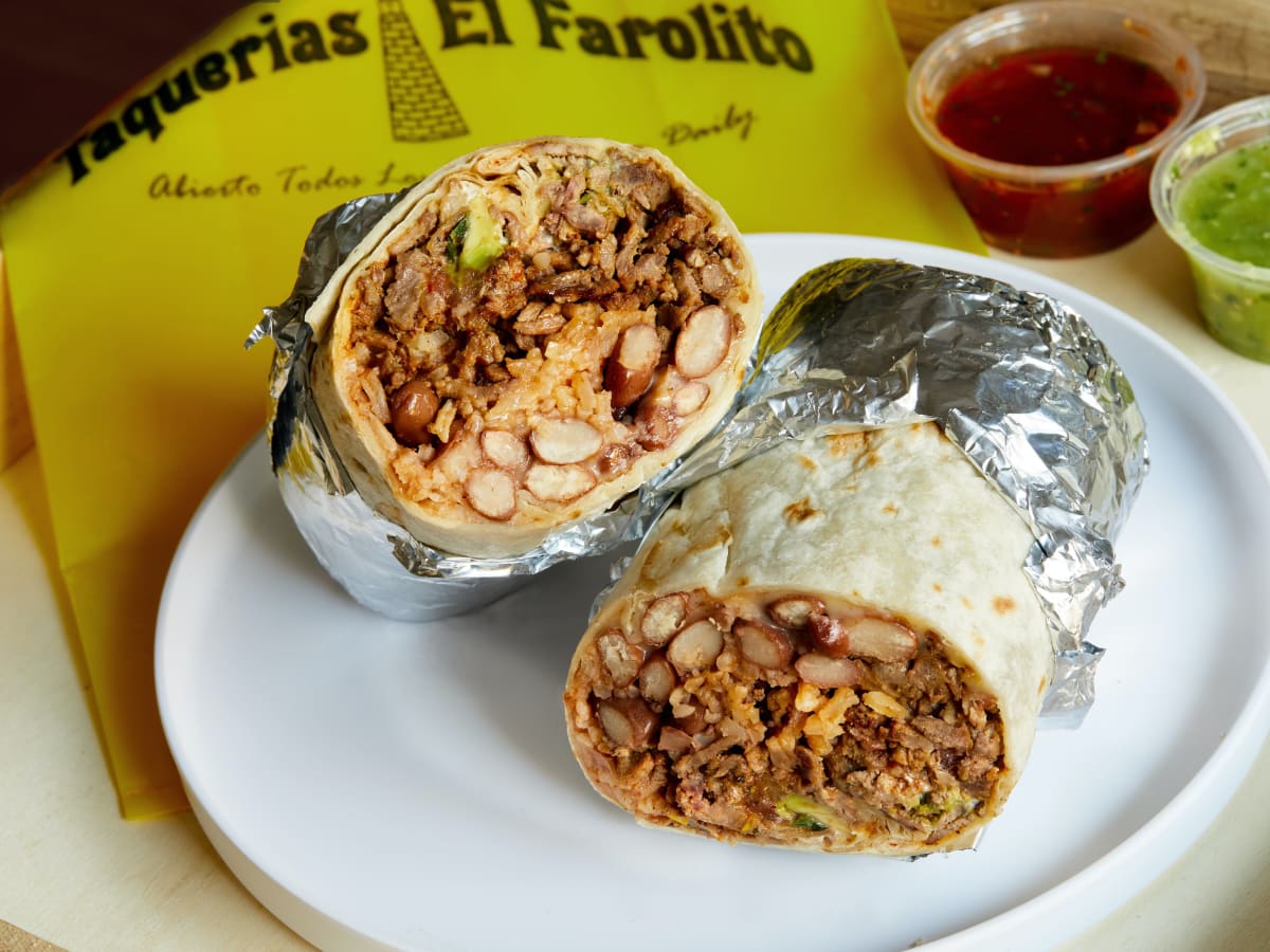 Super Burrito (al pastor) at El Farolito