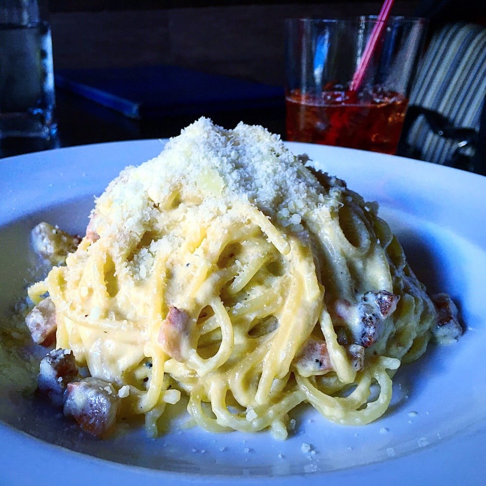 Mezze Maniche alla Carbonara at Ideale