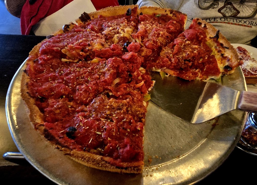 Deep Dish (cornmeal crust) at Blue Line Pizza (Campbell)