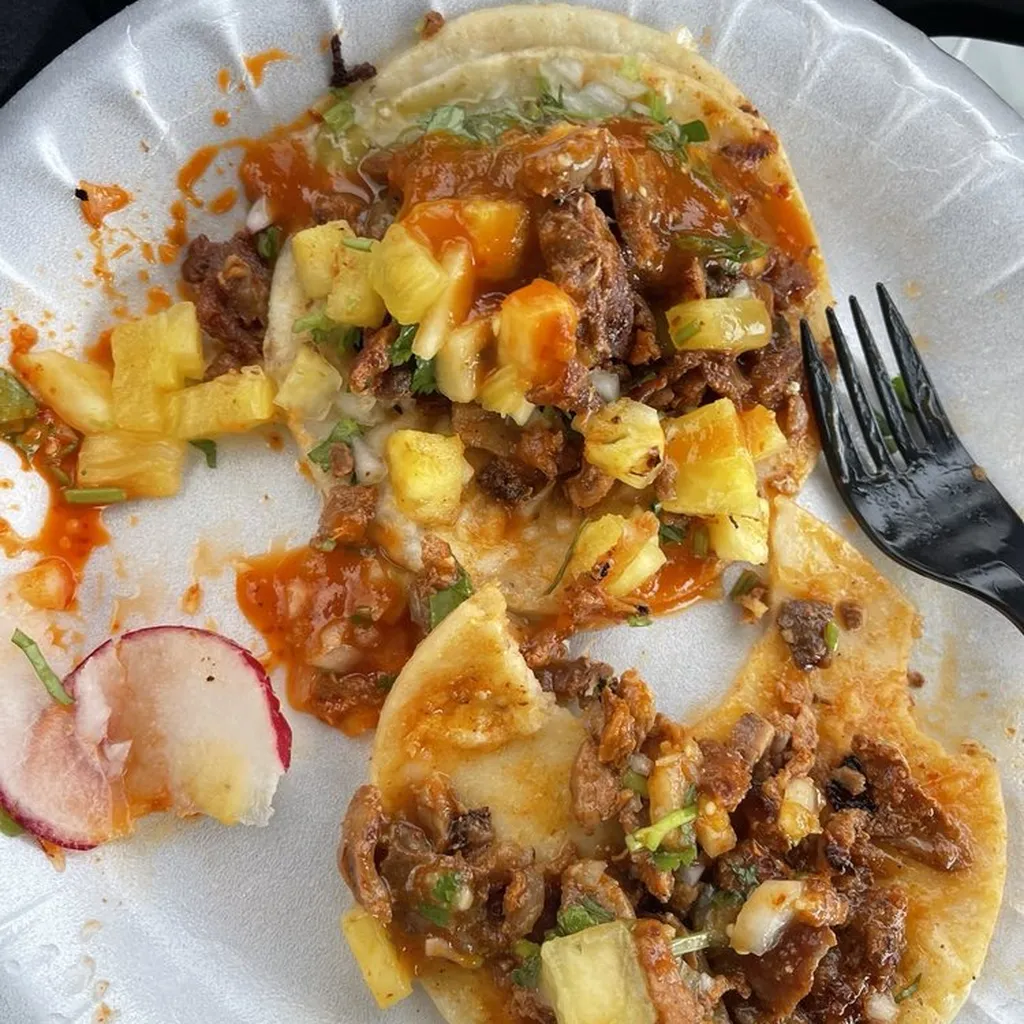 Al Pastor Tacos at Tacos El Guero Estilo Tepa